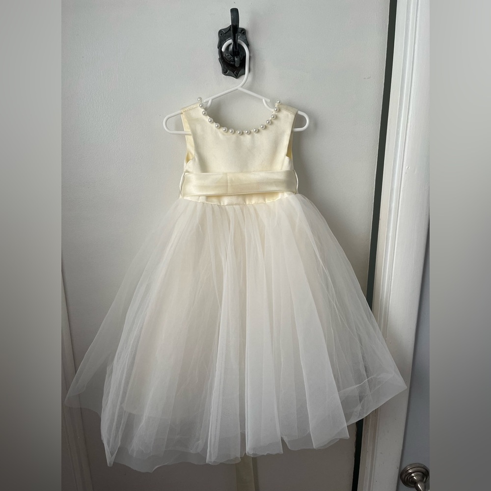 Worn once - Ivory Flower Girl Dress with pearl beading